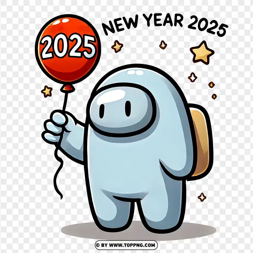 Among Us Celebration 2025 New Year Balloon PNG Transparent Background