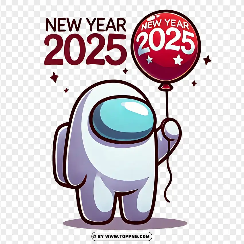 Among Us Celebration New Year 2025 PNG Transparent Background