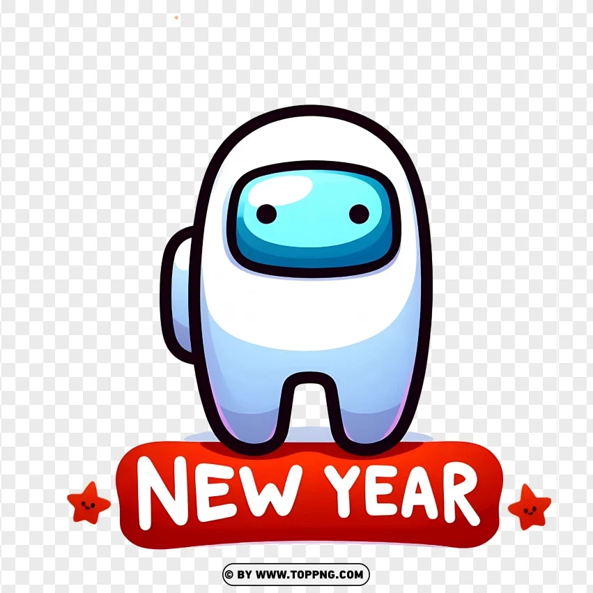 Among Us Character With New Year Banner For 2025 PNG Transparent Background