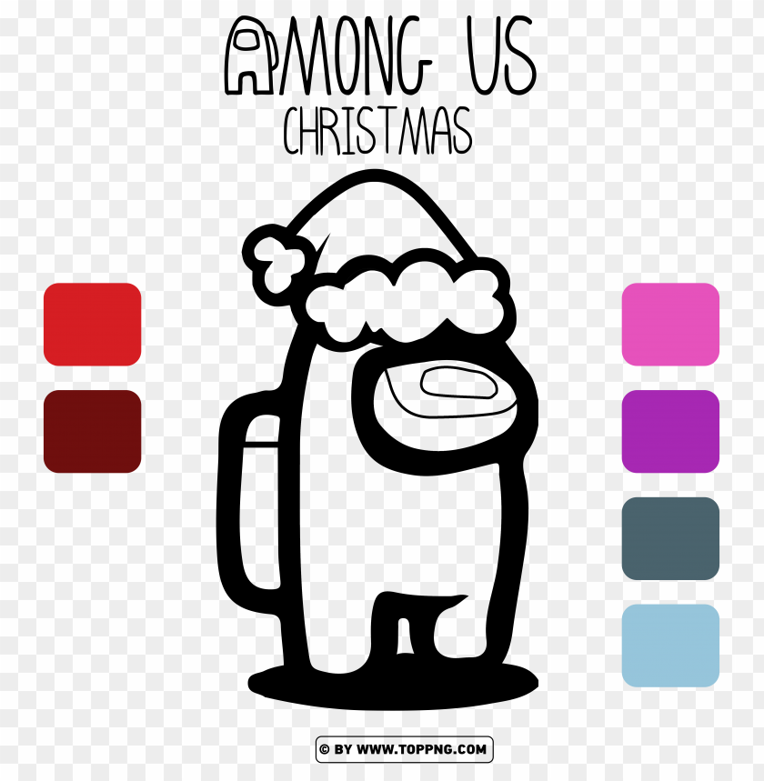 among us christmas hat coloring sheets - Image ID 488285