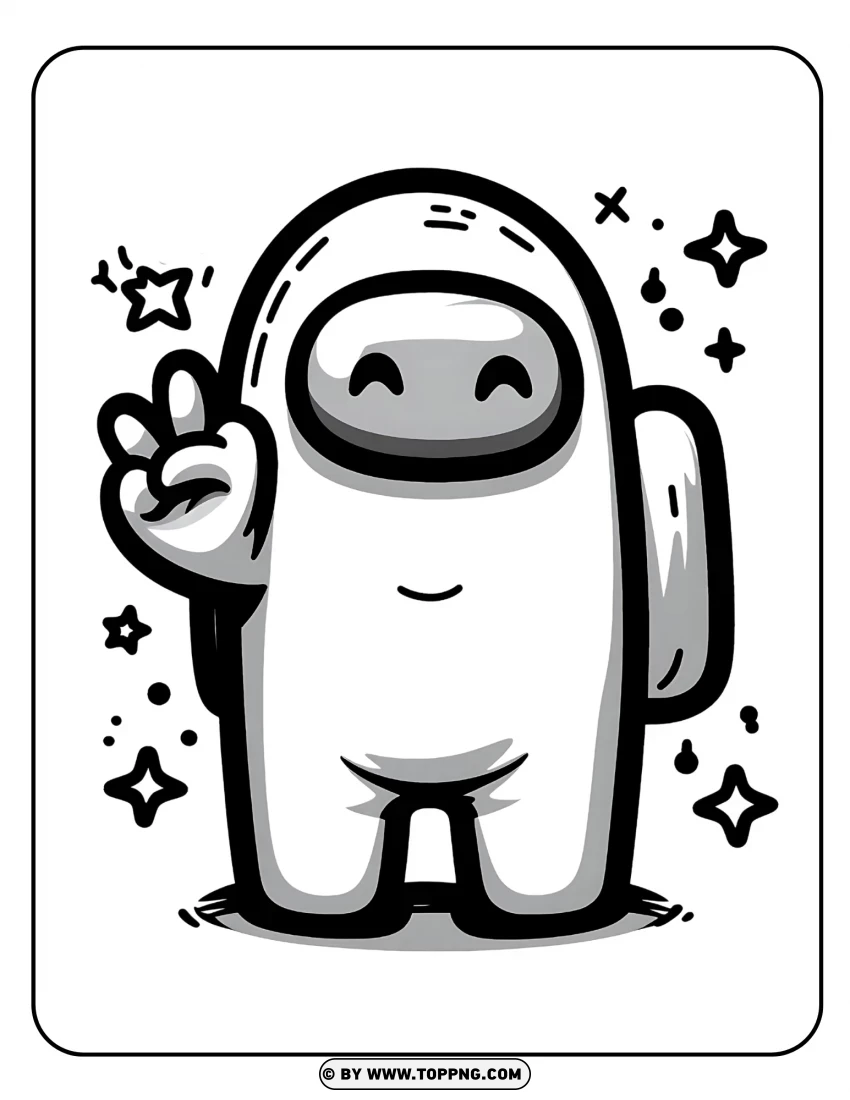 Among Us Coloring Page - Peaceful Crewmate With Victory Pose | TOPpng