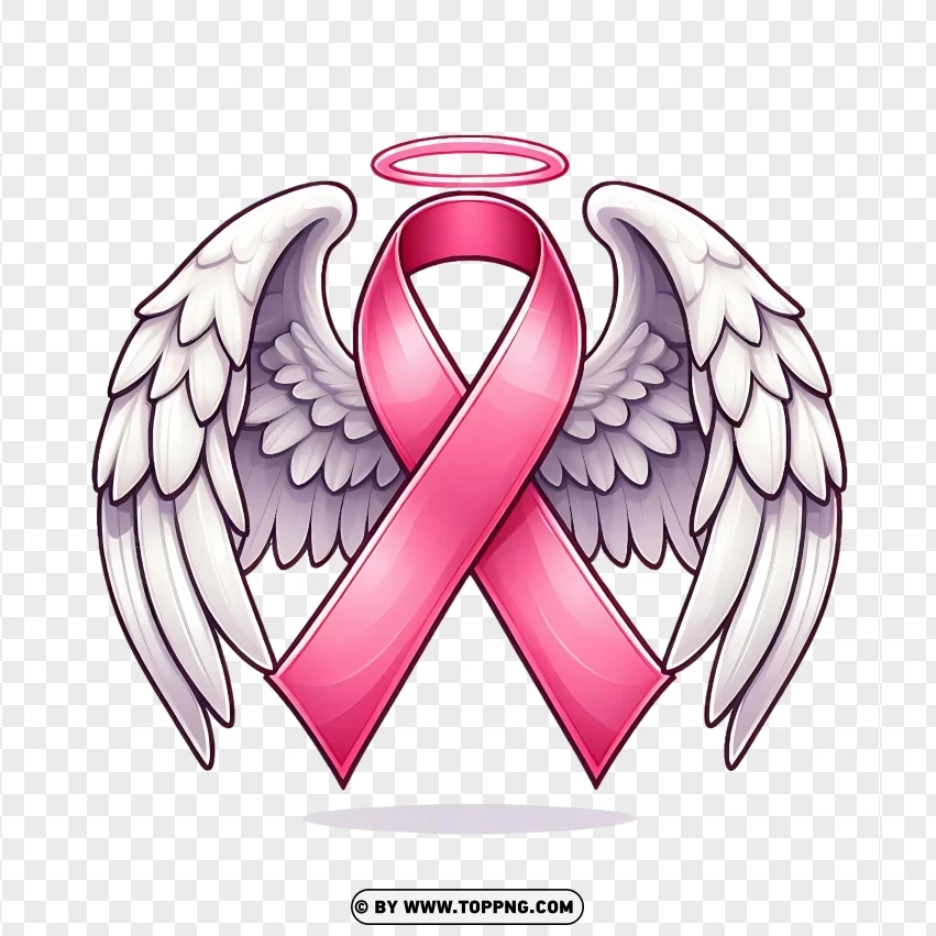 Angel Wings Pink Ribbon PNG Transparent Background