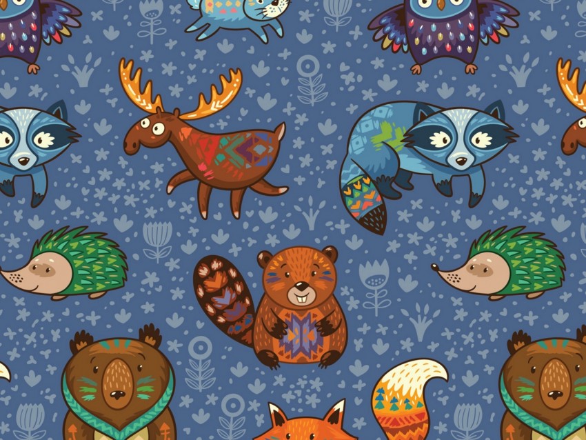 animals, pattern, colorful, vector