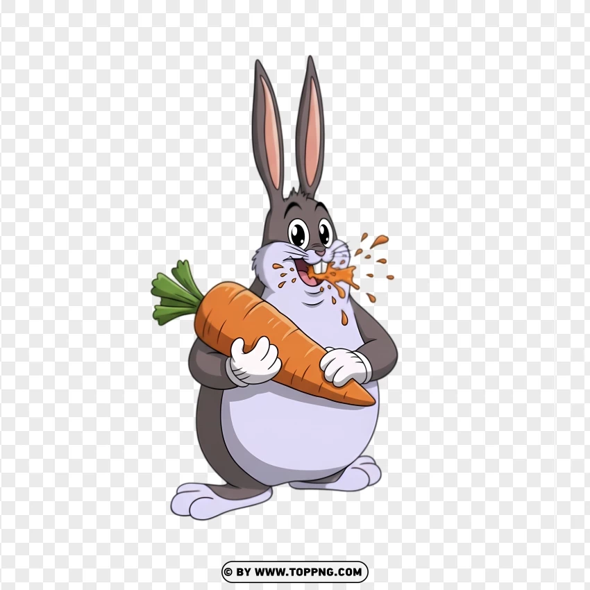 Anime Big Chungus Eating A Huge Carrot Comically PNG Transparent Background