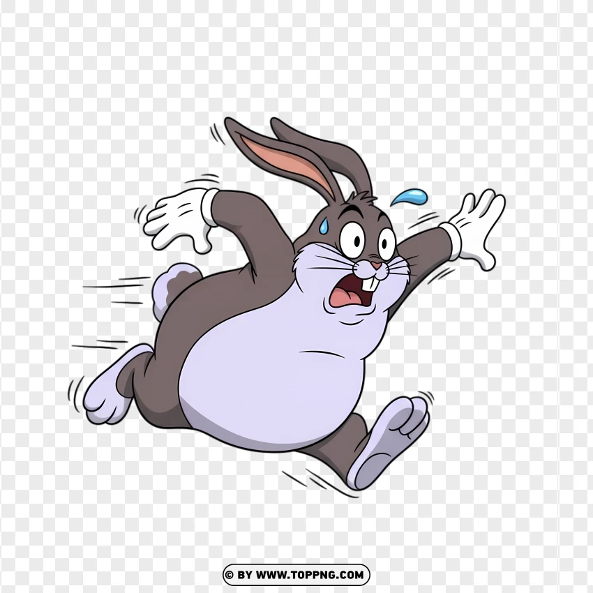 Anime Big Chungus Running In A Funny Panic Pose PNG Transparent Background