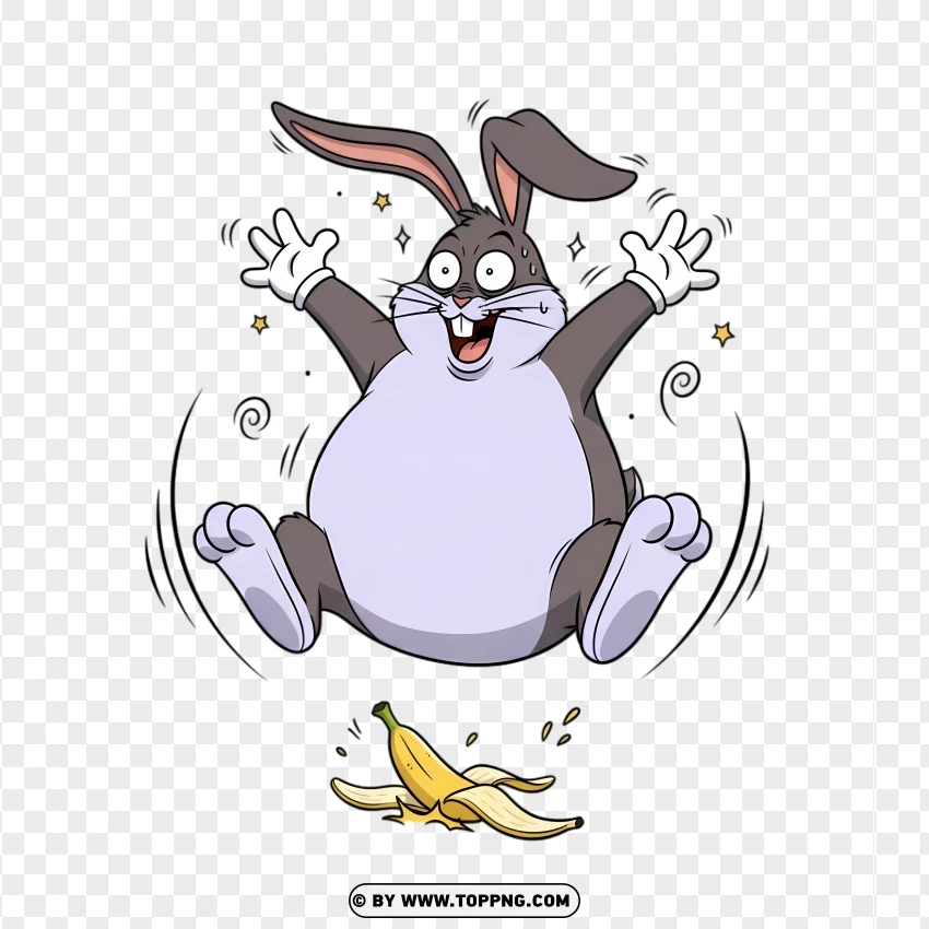 Anime Big Chungus Slipping On A Banana Peel PNG Transparent Background