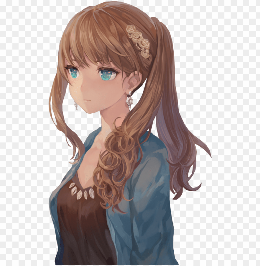 Adorable Cute Anime Girl Brown Hair Blue Eyes