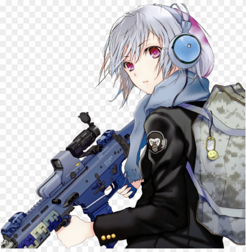 Cute Anime Girl Holding Gun gambar ke 3
