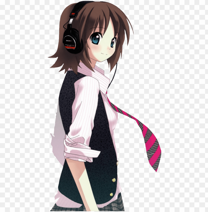 Anime Headphones Png Png Black And White Library Cute Anime Girl