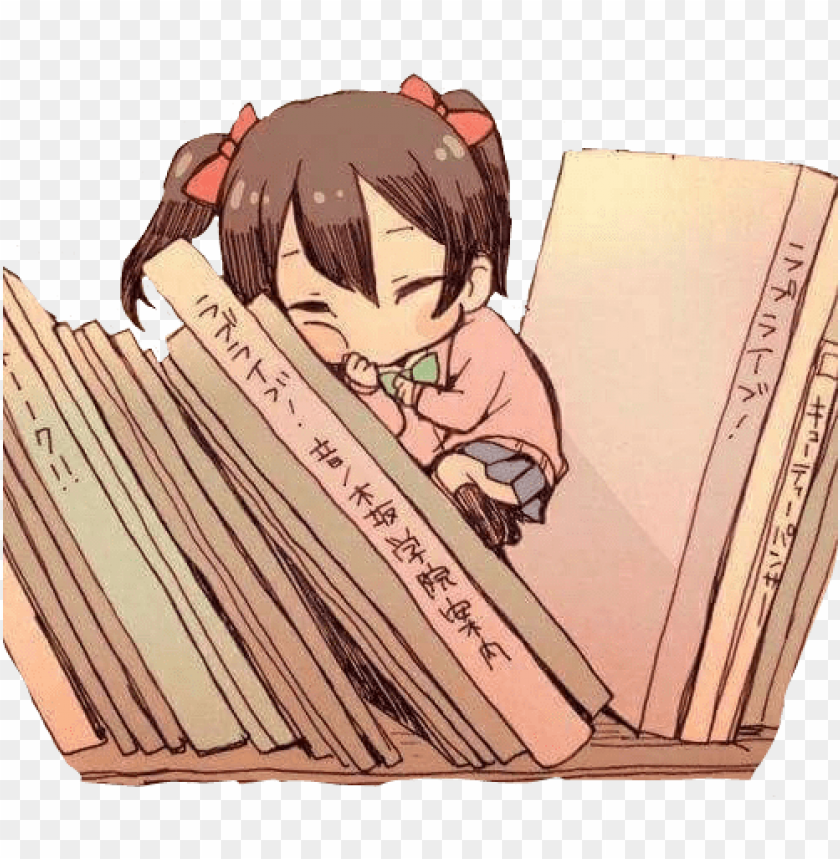 anime loli kawaii chibi cute nice books niconiconii - sleeping cute  animated girl PNG image with transparent background | TOPpng