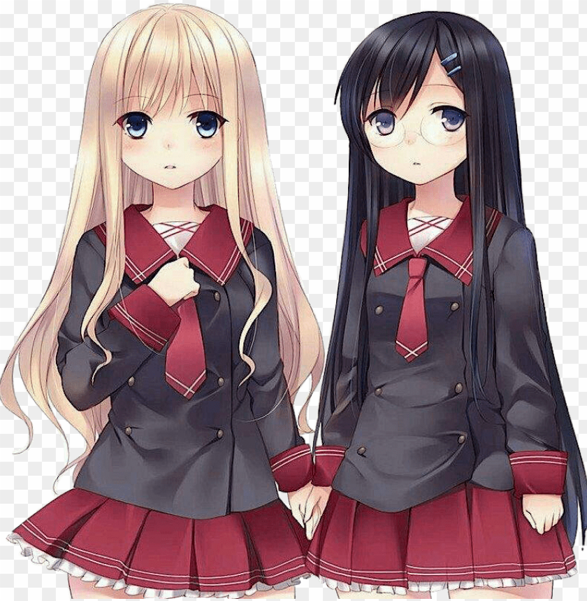 animeschoolgirls animegirl anime chibi kawaii at bunterei cute anime girls bff PNG transparent with Clear Background ID 211637