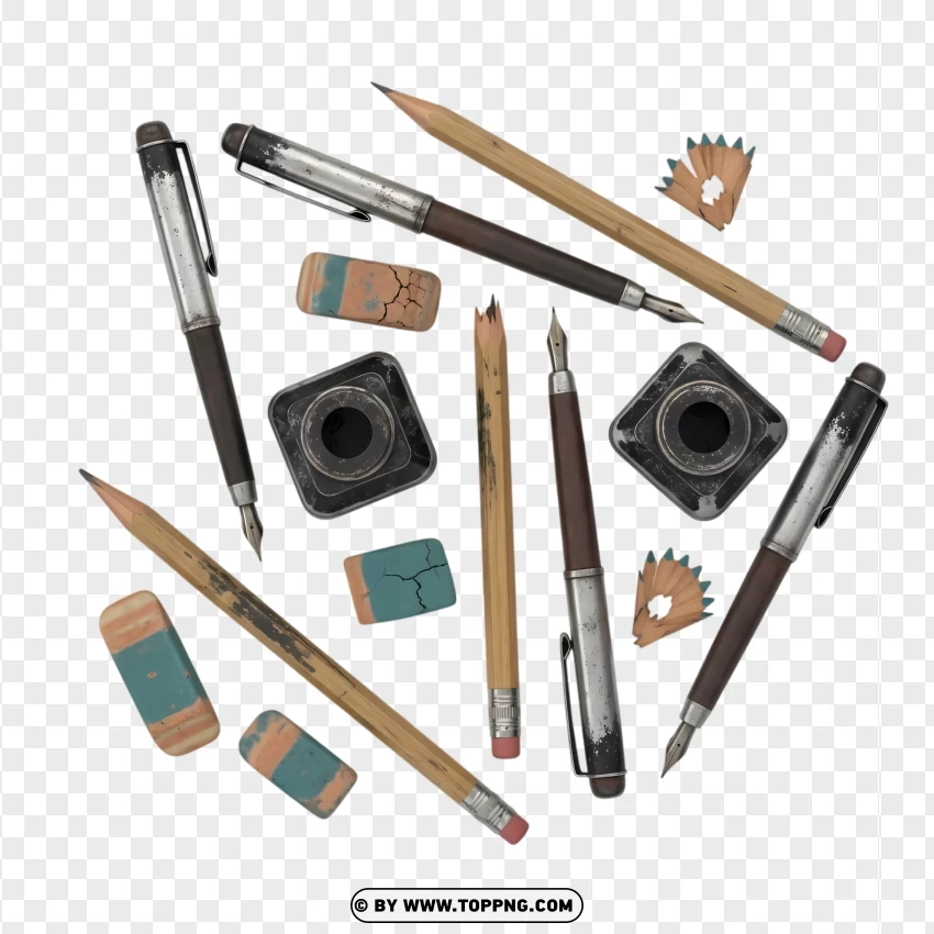 Antique Writing Instruments PNG Transparent Background