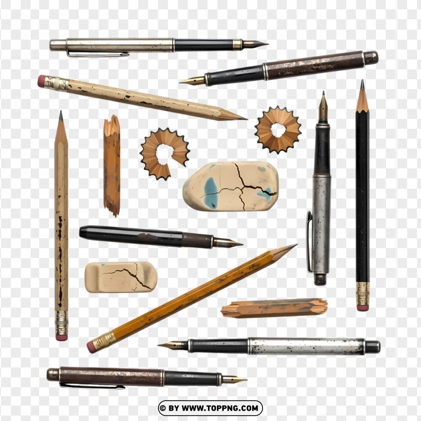 Antique Writing Tools PNG Transparent Background
