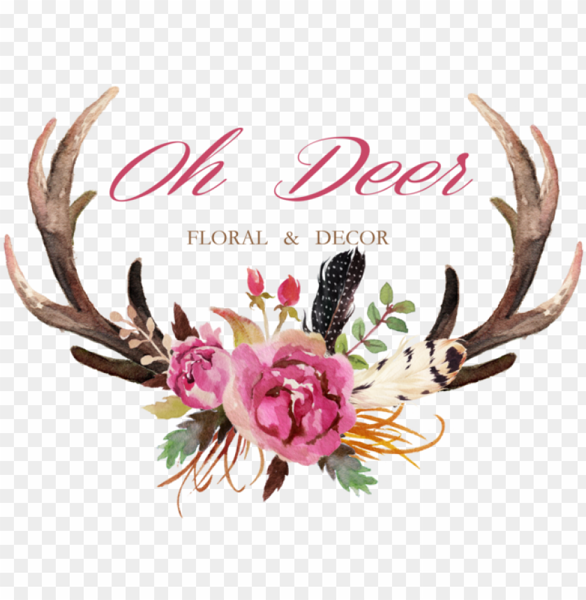 Antlers With Flowers Png Jpg Freeuse Download Antlers And Flowers Clipart PNG Image With Transparent Background