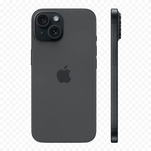 Apple Iphone 15 Plus Black Back And Side View HD PNG