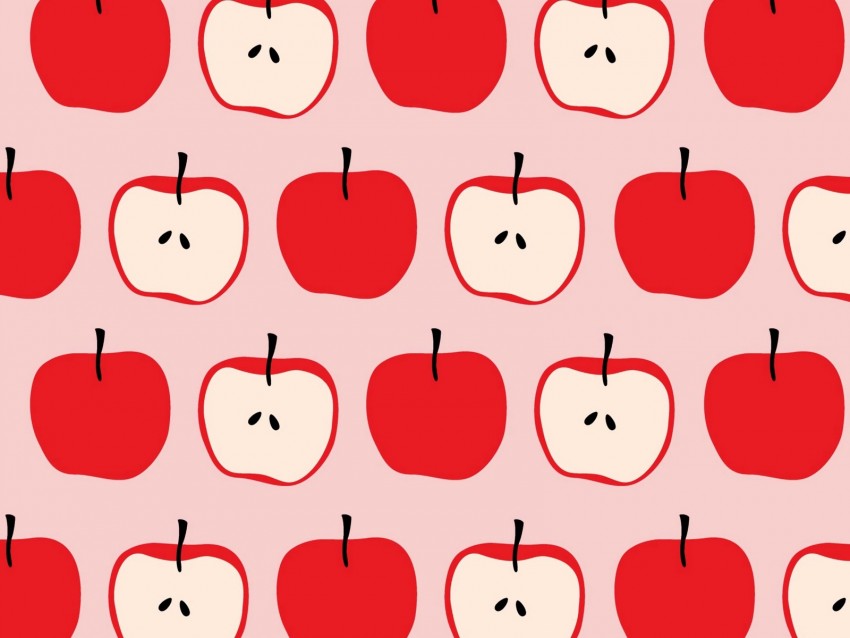 apples, red, pattern, fruit, halves, whole