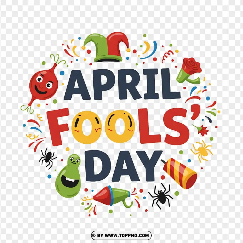 April Fools Day Festive Design With Emoji PNG Transparent Background