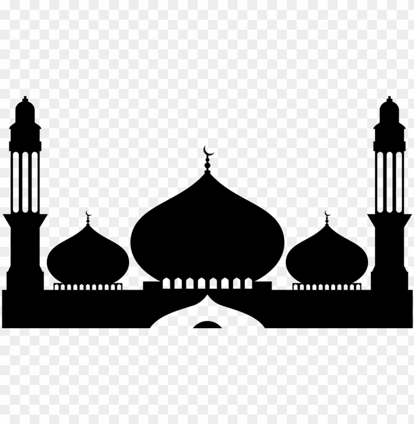 Arabic Islamic Black Silhouette Masjid Mosque PNG Image With Transparent Background