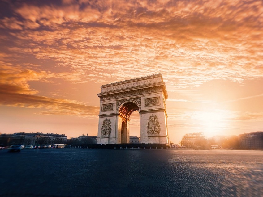 arc de triomphe, architecture, clouds, paris, france