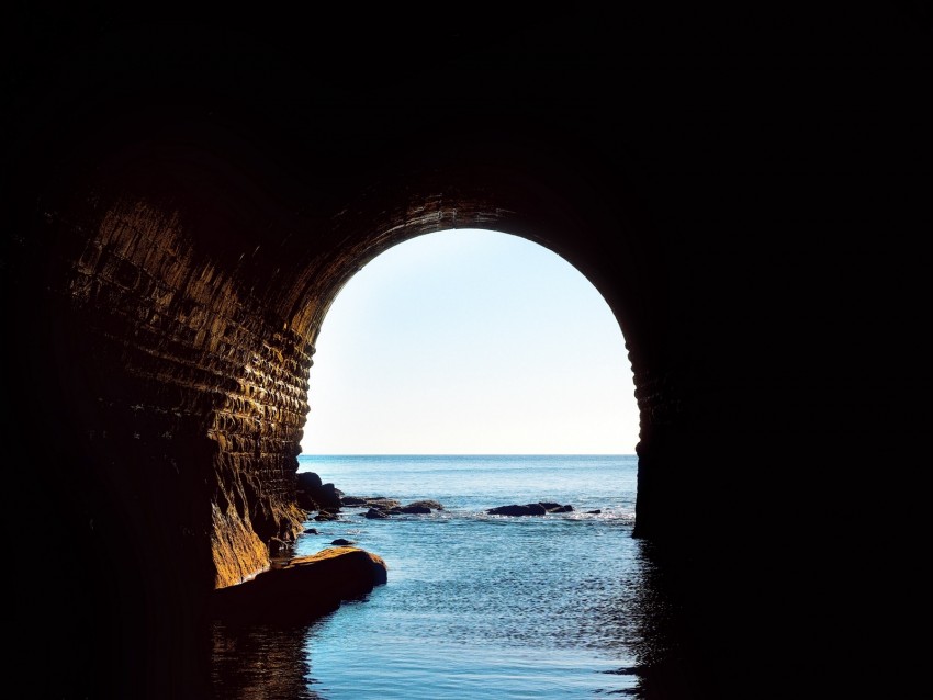 arch, water, darkness, sea