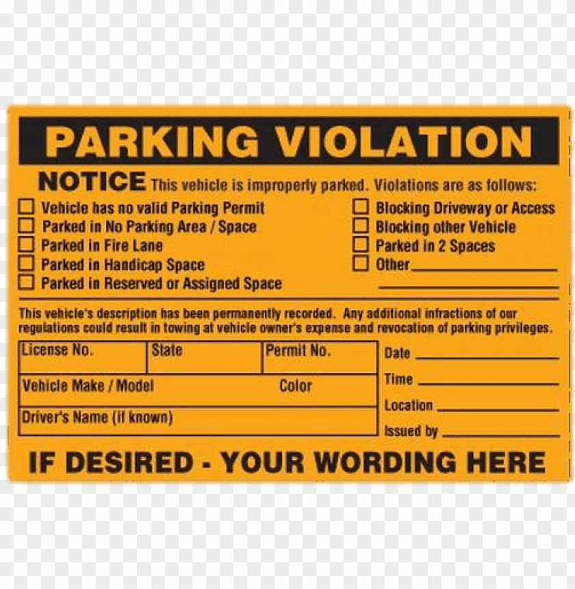 Arking Violation Notice Parking Violation Warning Labels Png Image With Transparent Background Toppng