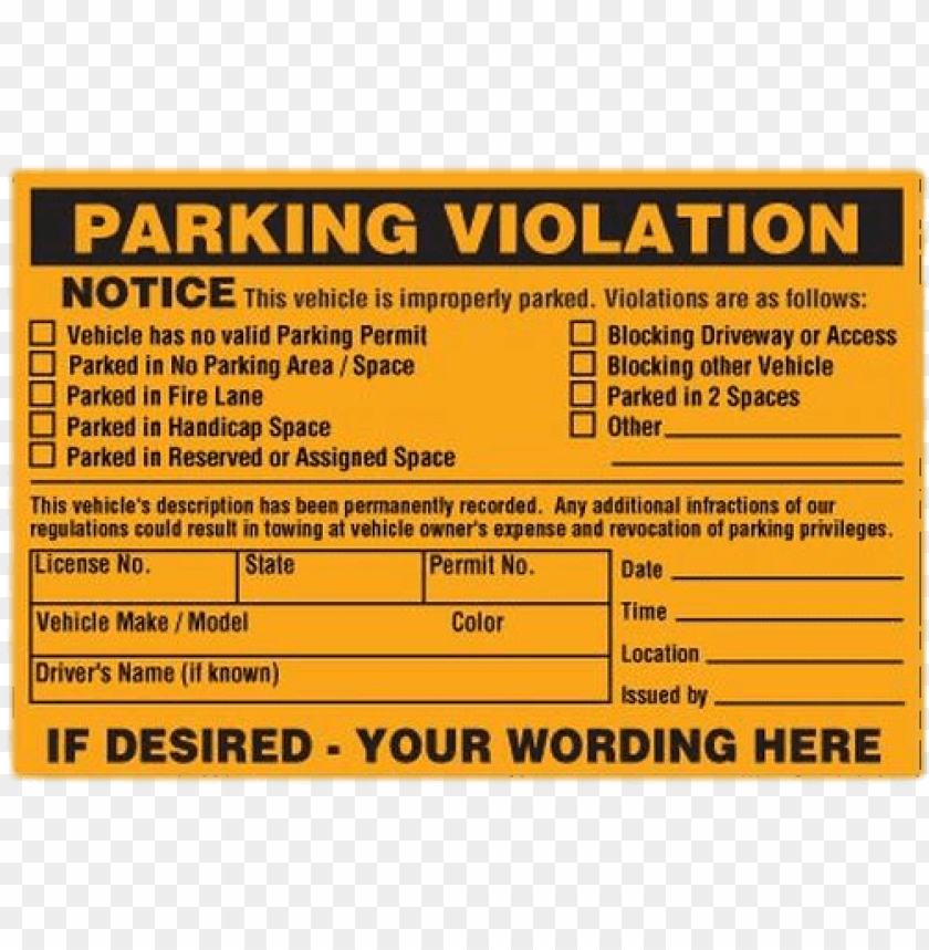 Printable Parking Violation Notice