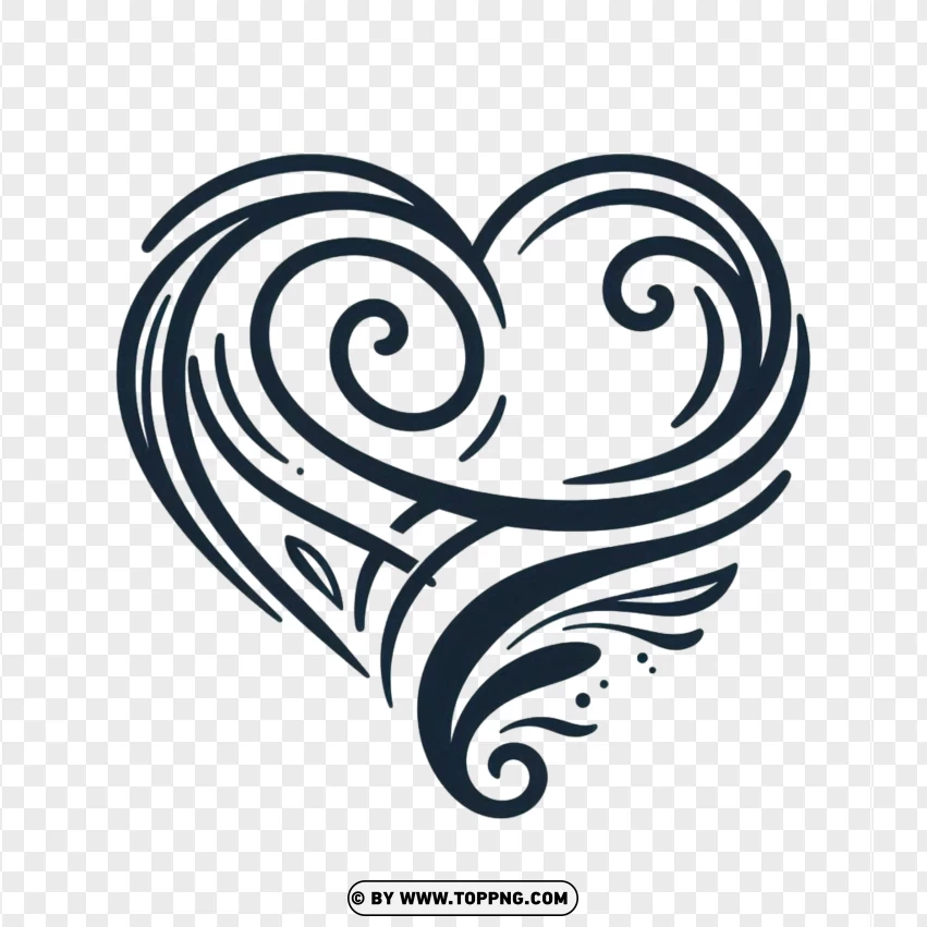 Artistic Hand-drawn Black And White Heart Icon PNG Transparent Background