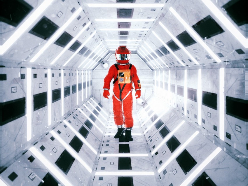 astronaut, corridor, sci-fi, space, light