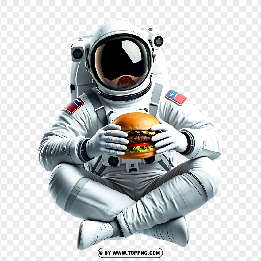 Astronaut Holding A Burger PNG Transparent Background