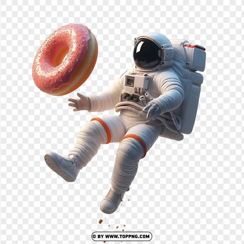 Astronaut Juggling Donuts In Zero Gravity PNG Transparent Background