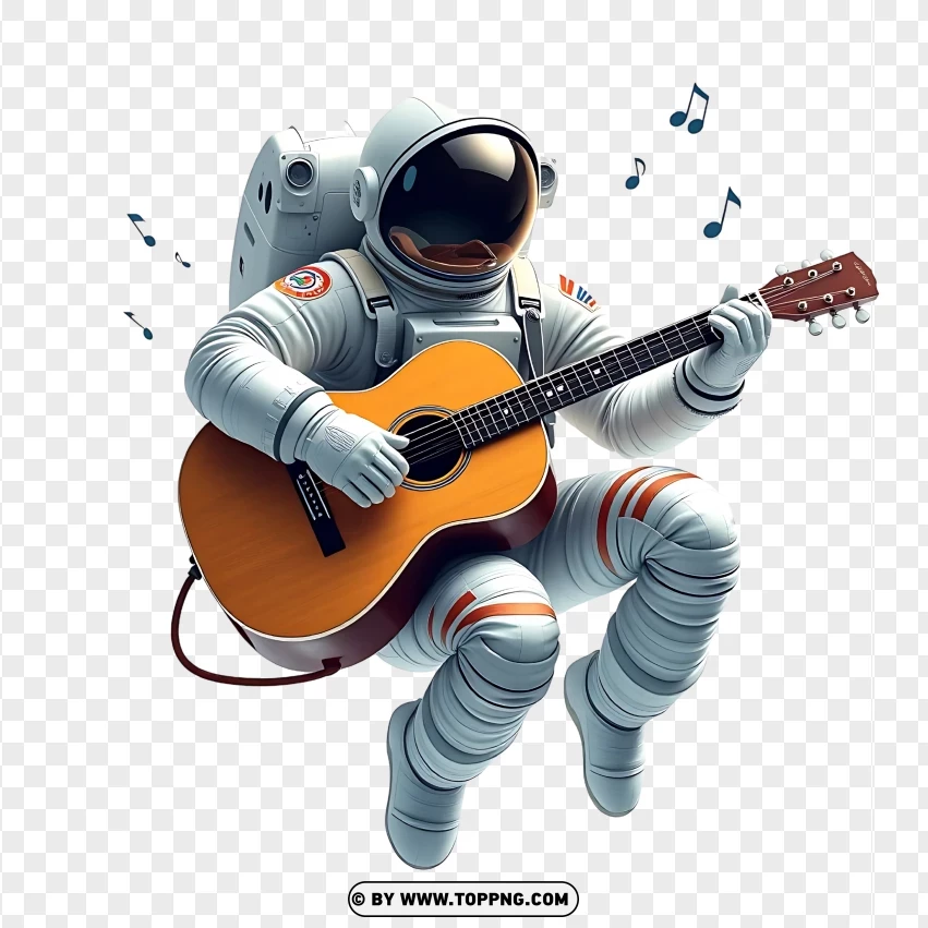 Astronaut Playing Guitar PNG Transparent Background