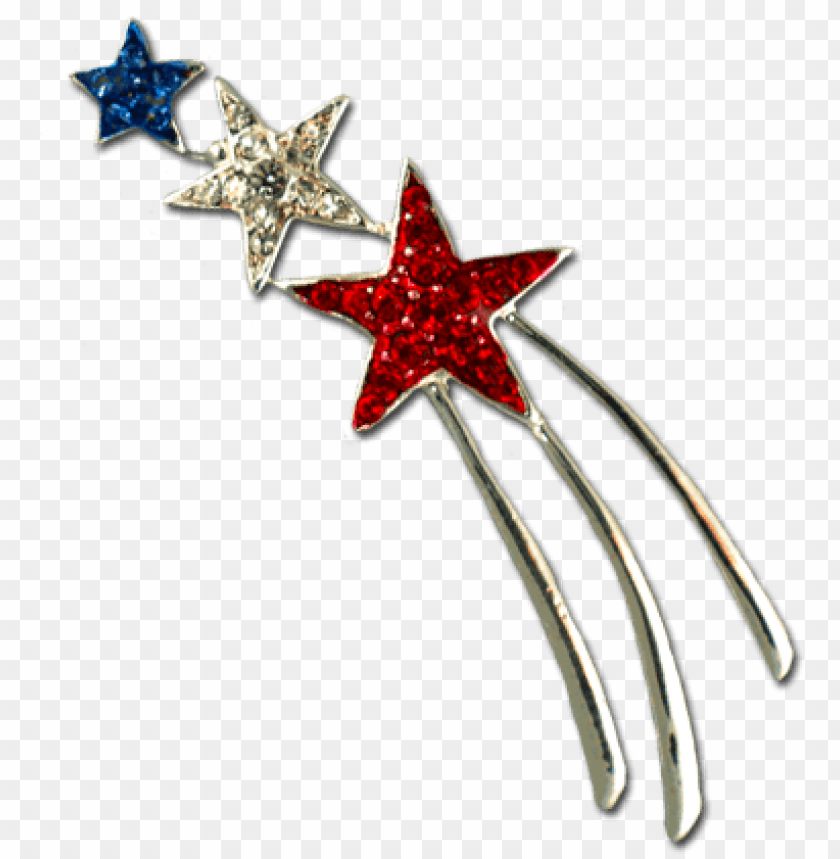 free PNG atriotic shooting star brooch/pin - red white blue shooting stars PNG image with transparent background PNG images transparent