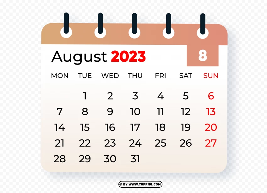 August 2023 Graphic Calendar PNG Image