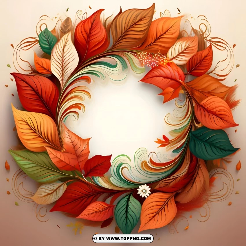 Autumn Abstract Circle Frame Colorful PNG Transparent Background