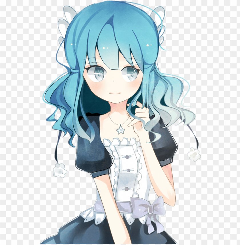 avatars - blue hair anime girl render PNG image with transparent background  | TOPpng
