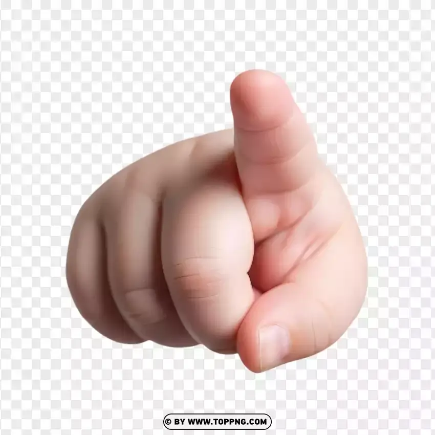Baby Hand Pointing Gesture On White PNG Transparent Background