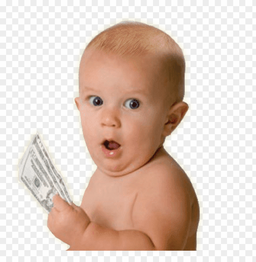 Transparent background PNG image of baby holding cash - Image ID 69664
