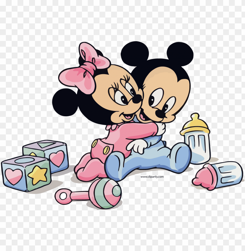 Baby Minnie And Mickey Hug Clipart Png - Mickey And Minnie Mouse Baby PNG Transparent With Clear Background ID 177342