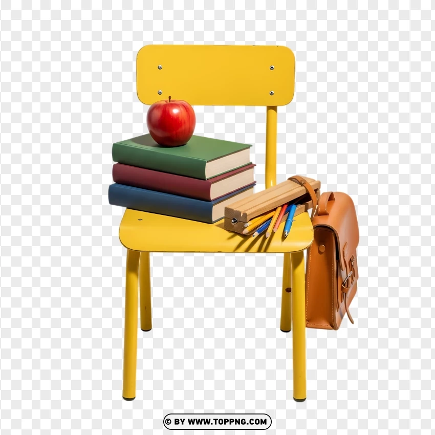 Back To School Chair With Supplies For Students PNG Transparent Background