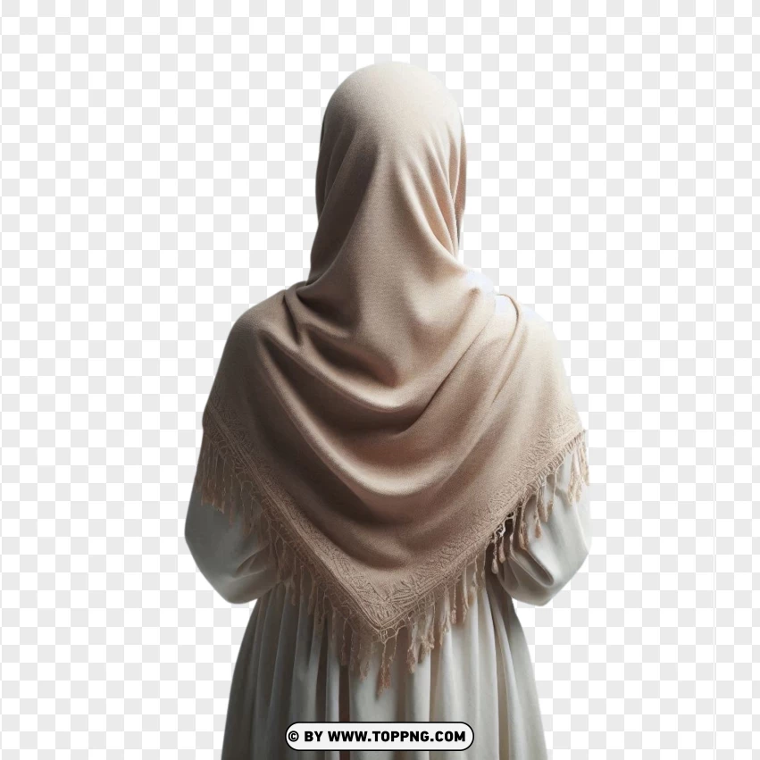 Back View Islamic Women With Hijab PNG Transparent Background