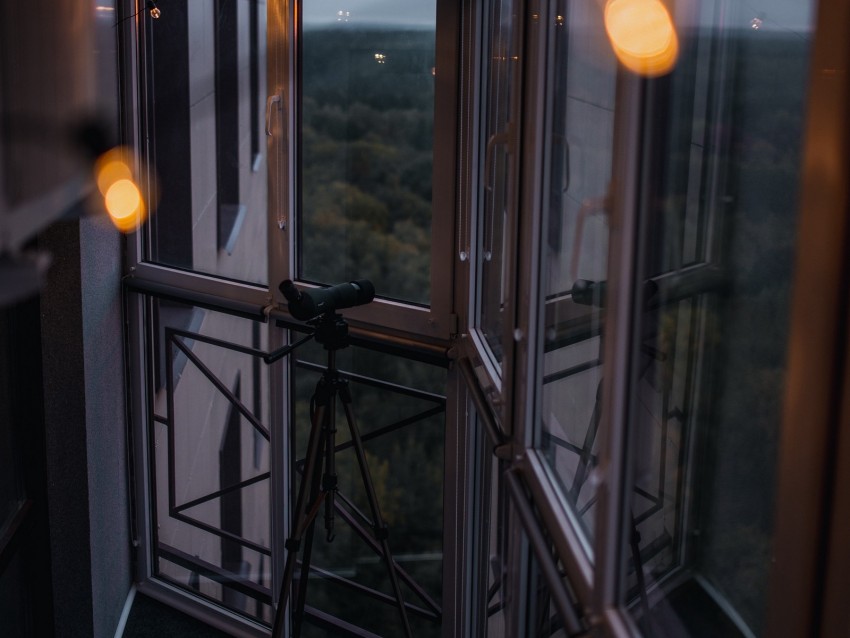 balcony, window, telescope, garland, glare background@toppng.com