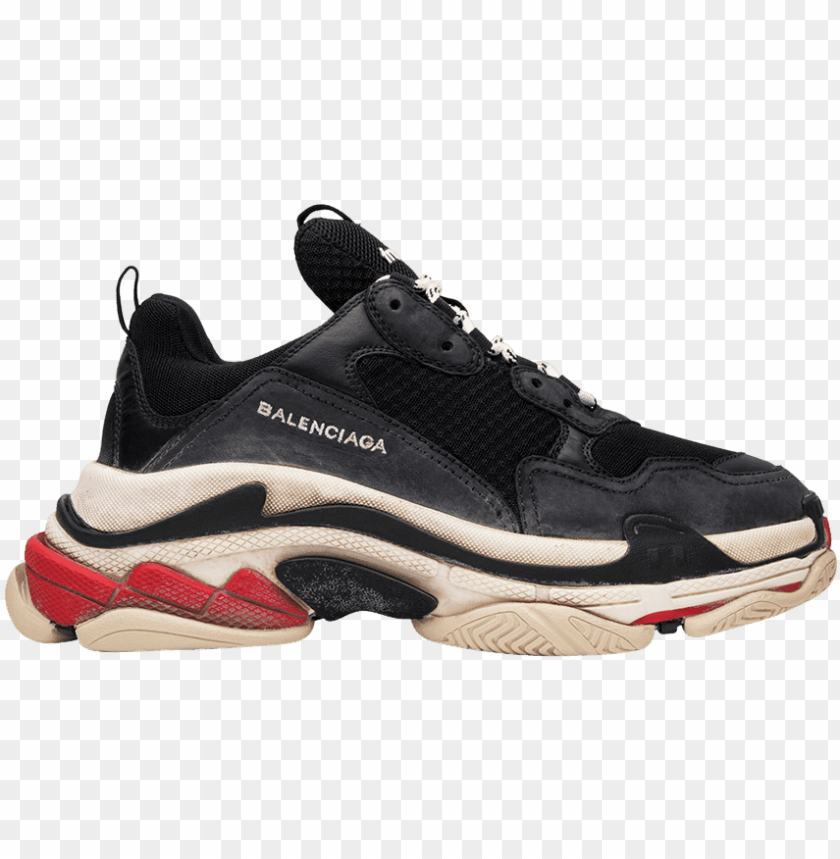 free PNG balenciaga triple s trainer 'black red' - balenciaga triple s red black PNG image with transparent background PNG images transparent