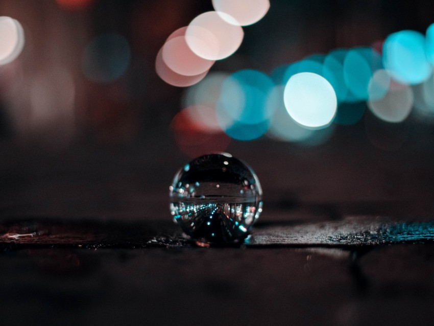 ball, glass, glare, bokeh, reflection, macro, closeup