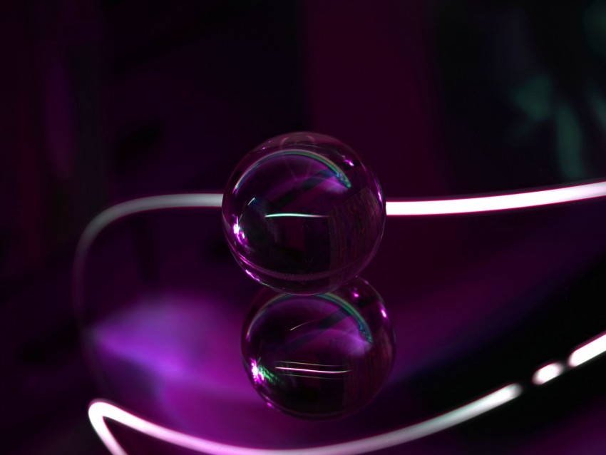 ball, glass, purple, transparent, lines