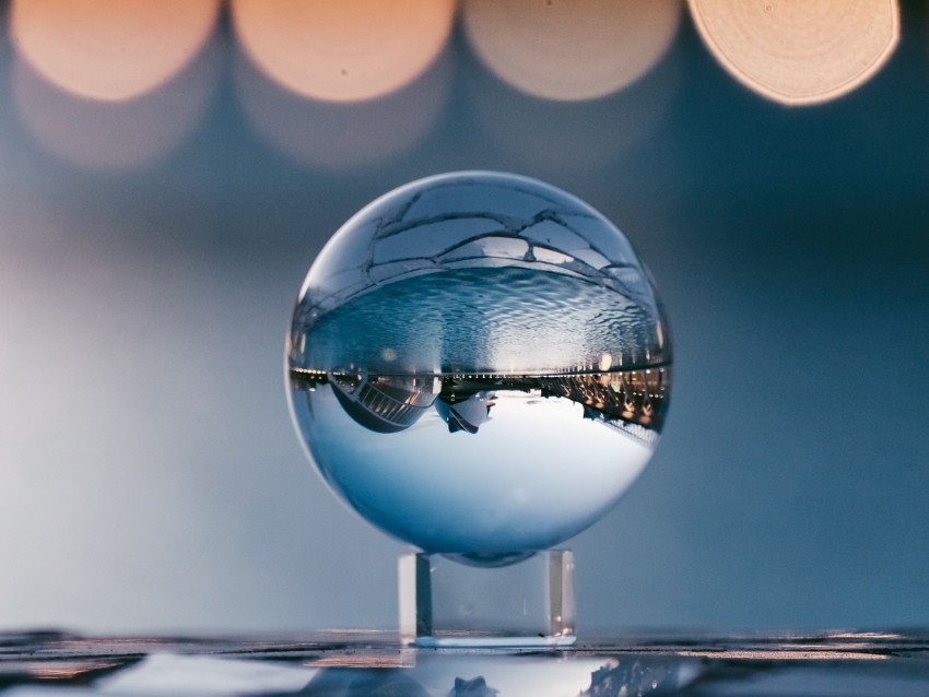 ball, glass, reflection, sphere, blur, bokeh