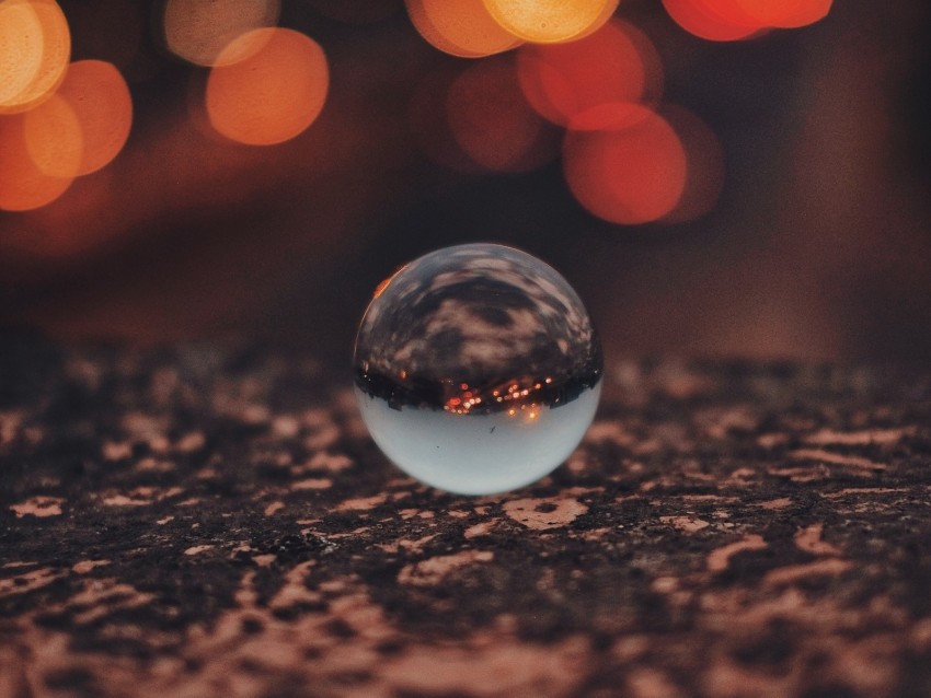 ball, glass, transparent, reflection, glare, bokeh