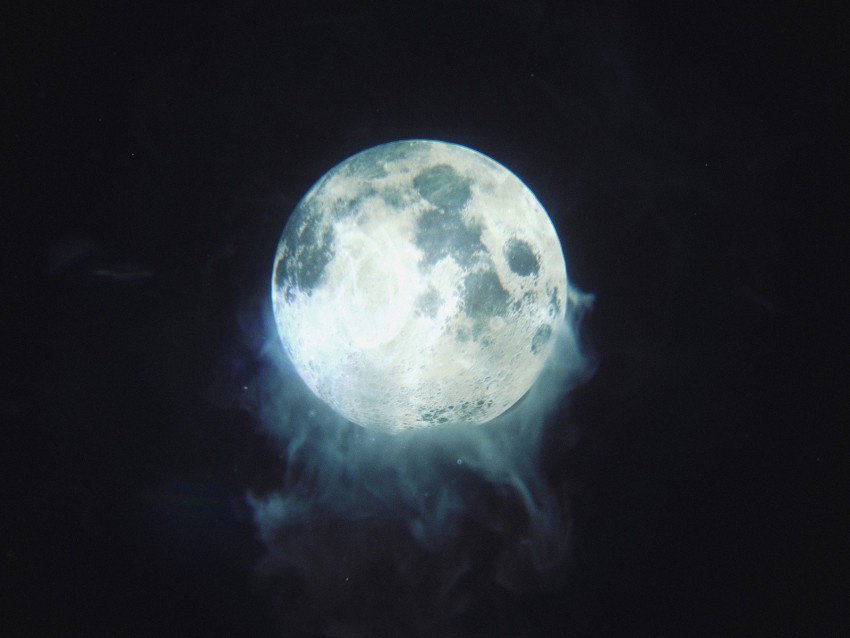 ball, glow, smoke, moon, darkness