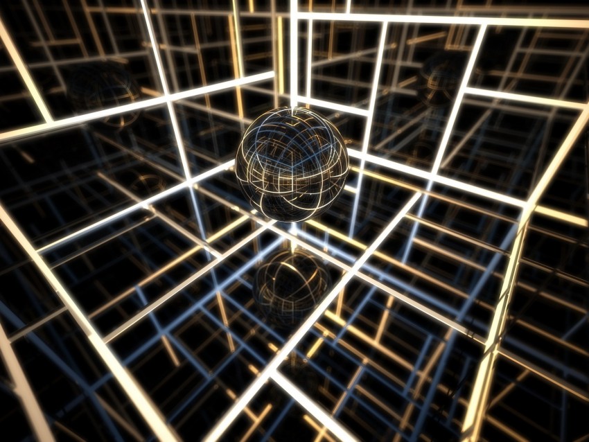 ball, glow, space, lines