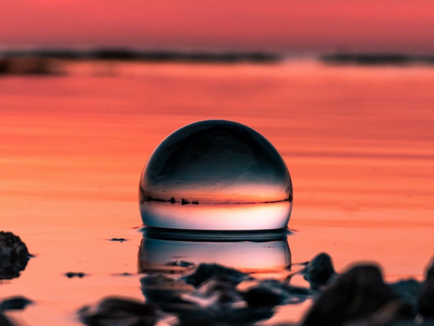 ball, macro, sunset, horizon