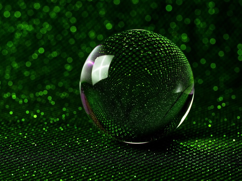 ball, mirror, green, sparkles, bokeh, reflection
